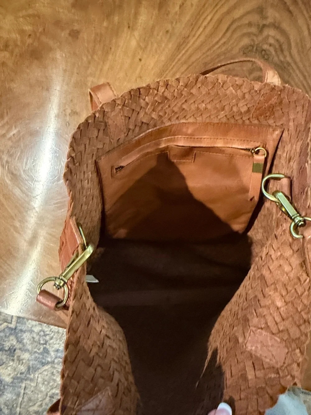 Woven Leather Madewell Tote Bag in Cognac - Picture 10 of 13